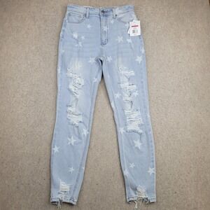 True Craft Jeans Star Allover Womens 11R Mom Jean Light Wash Blue USA‎ 29x28 NEW